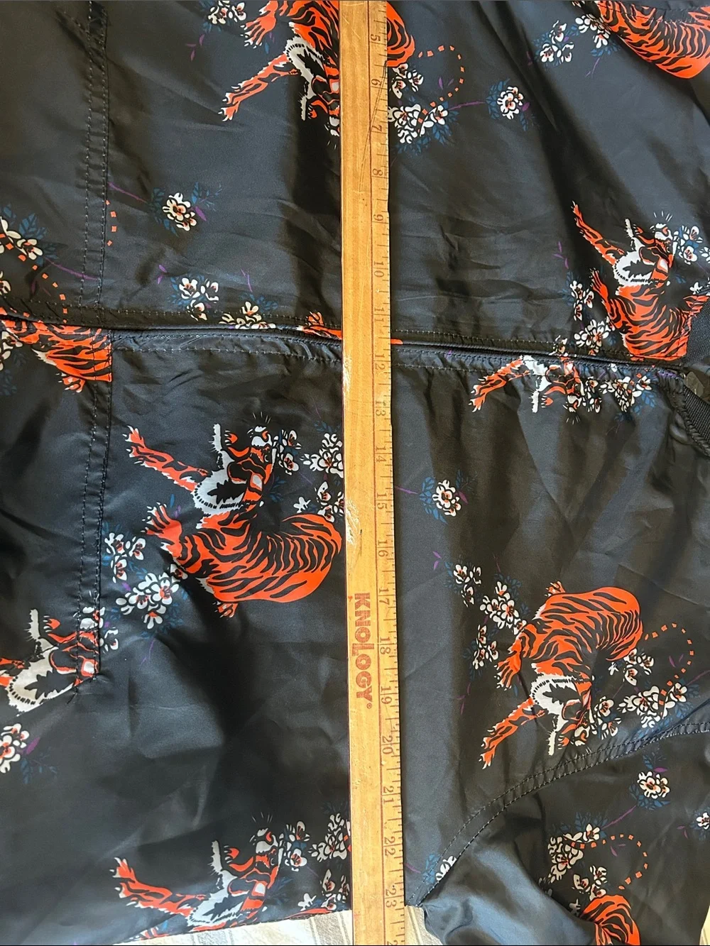 G-Net Black & Orange Tiger Floral Print Bomber Jacket Unisex Large - Extra Large
